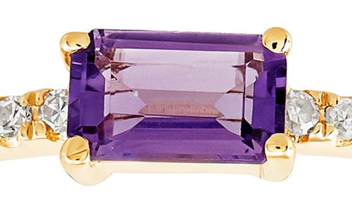 Frankie & Zoe 14k Yellow Gold Baguette Amethyst & Diamond Ring In Yellow Gold/amethyst