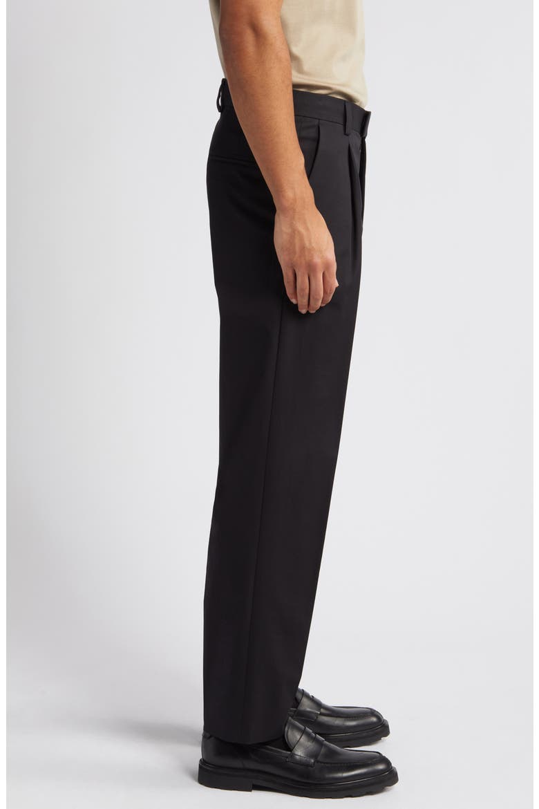 Theodor Pleated Stretch Cotton Pants, Alternate, color, BLACK