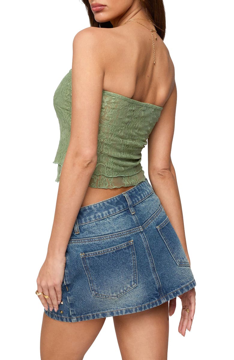 EDIKTED Liei Layered Lace Tube Top, Alternate, color, Olive