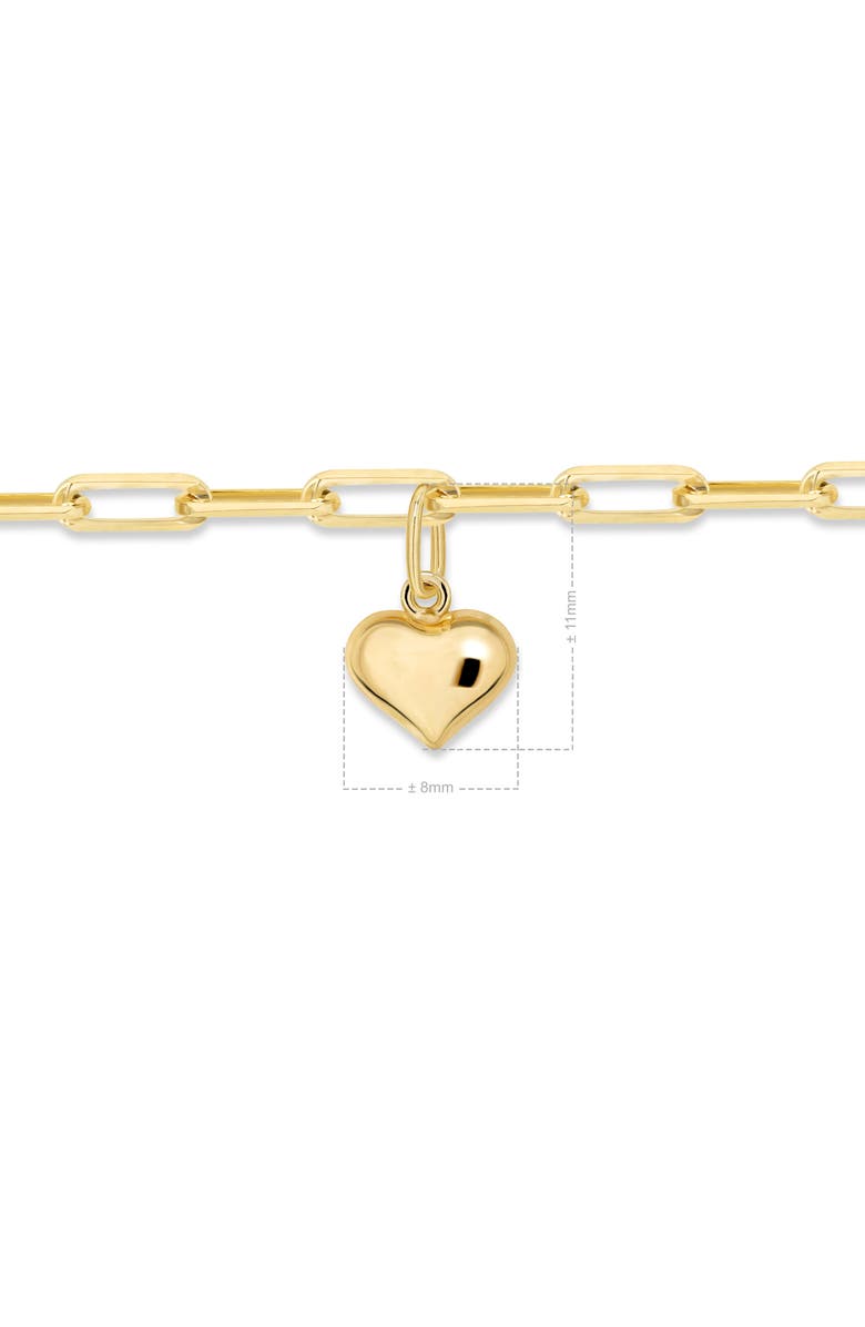 DEVATA Sweet Heart Charm with Paperclip Chain Bracelet in 14K Gold, 7.5", Alternate, color, Yellow Gold