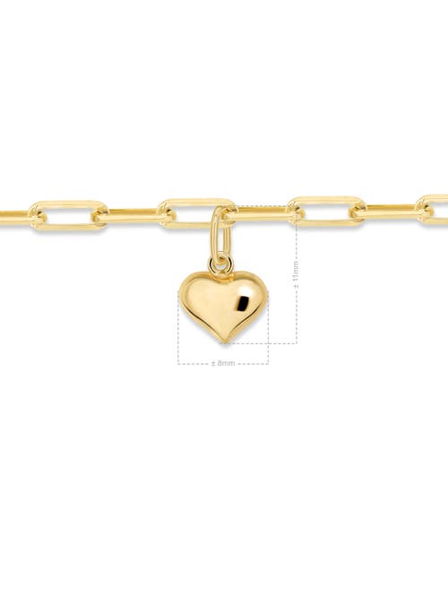 Devata Sweet Heart Charm With Paperclip Chain Bracelet In Gold