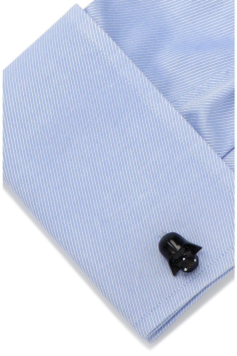 3D Darth Vader Cuff Links & Shirt Studs Set, Alternate, color, BLACK