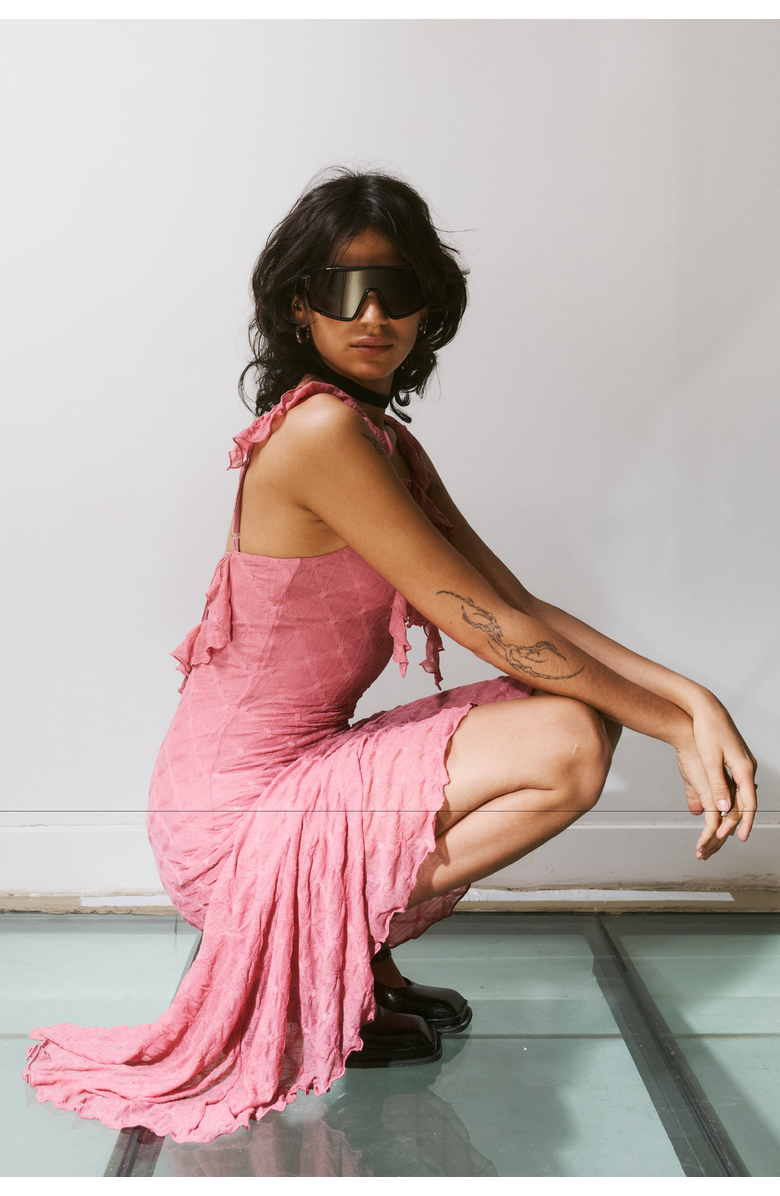 SAEMDI Crinkled Jersey Dress, Alternate, color, Dusty Rose