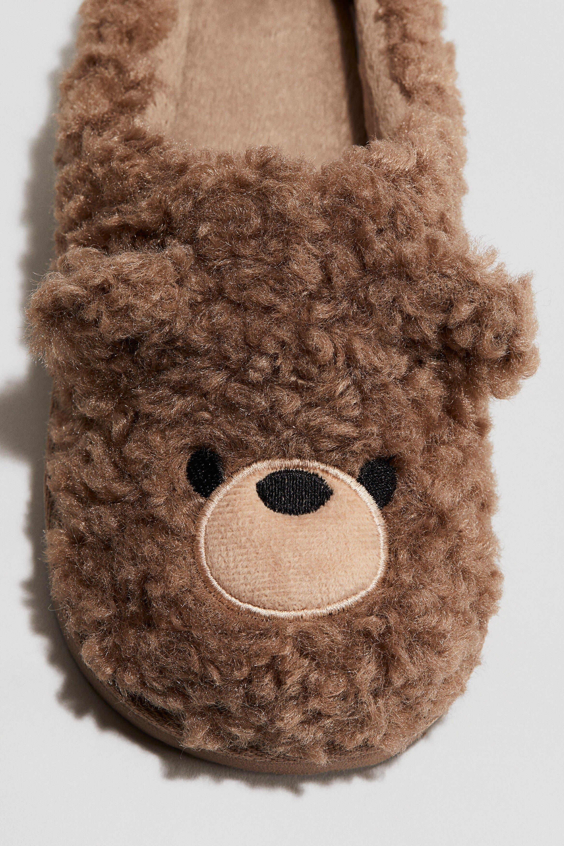 H&M Teddy Slippers, Alternate, color, Brown/Teddy Bear