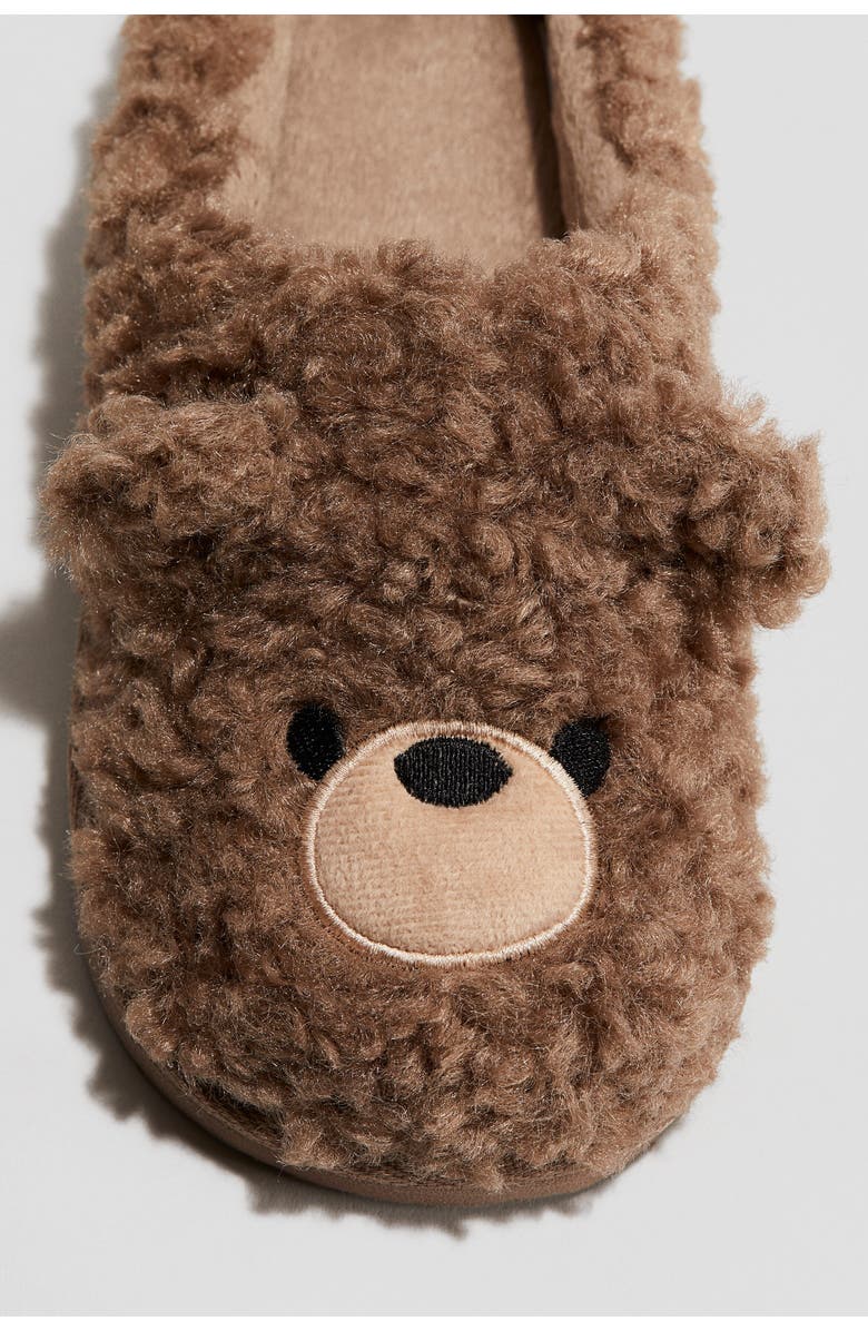 H&M Teddy Slippers, Alternate, color, Brown/Teddy Bear