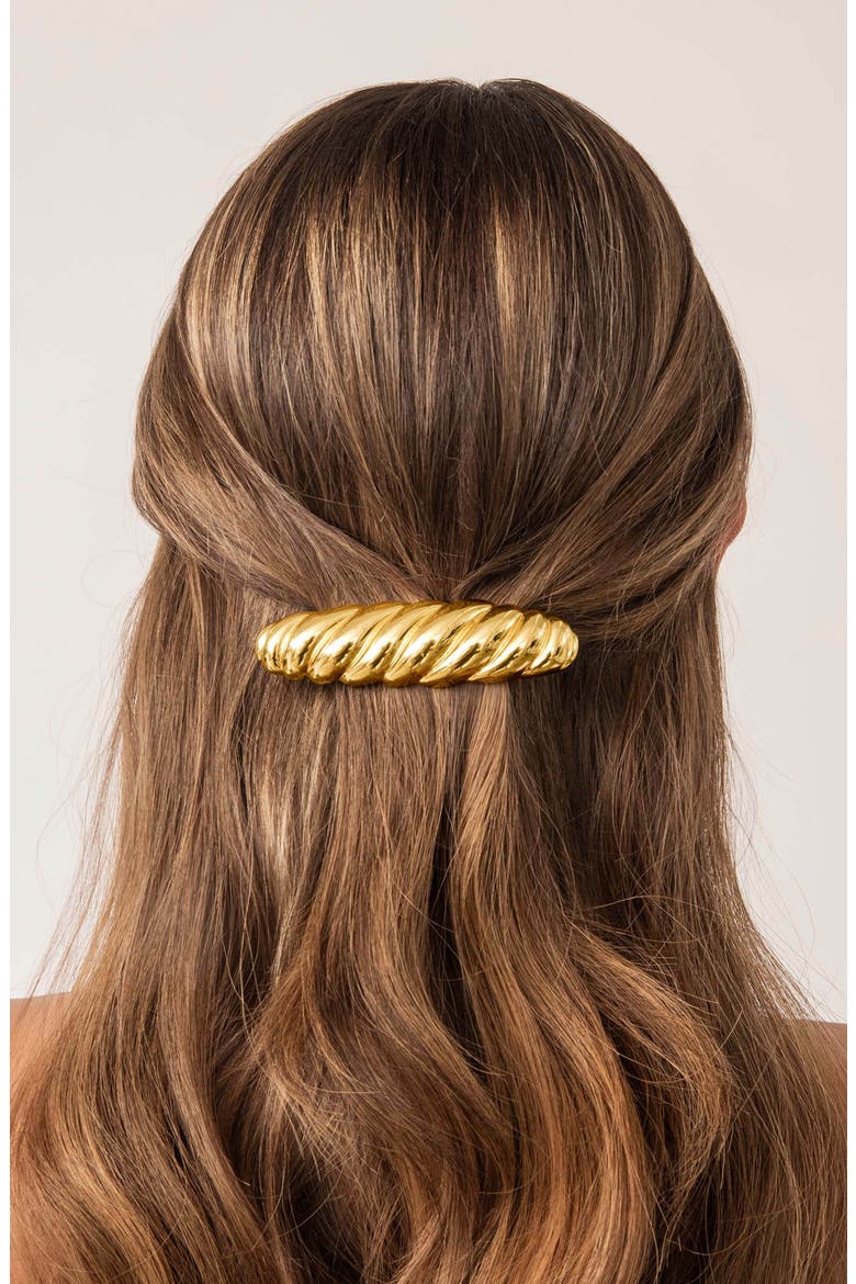 Twisted Oblong Hair Barrette, Alternate, color, GOLD