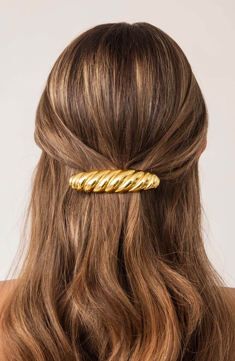 Ettika Twisted Oblong Hair Barrette, Alternate, color, Gold
