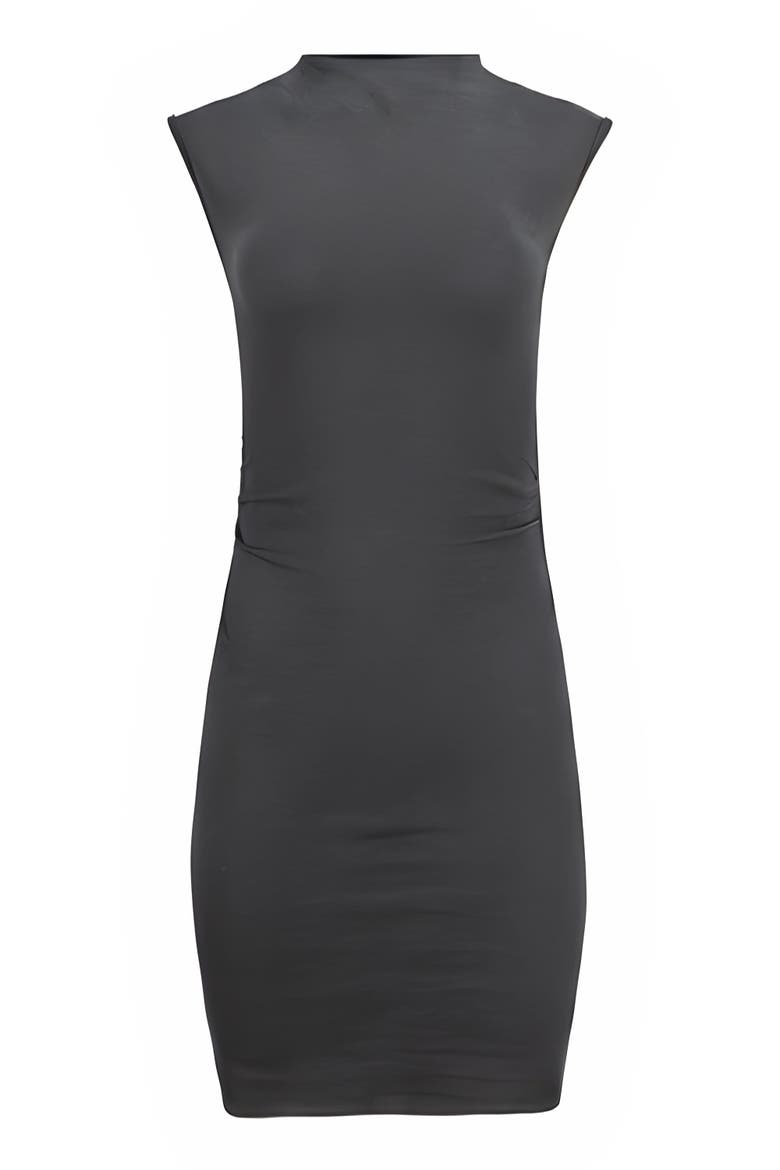 Kara Cotton Mock Neck Ruched Mini Dress, Main, color, Dark Heather Gray
