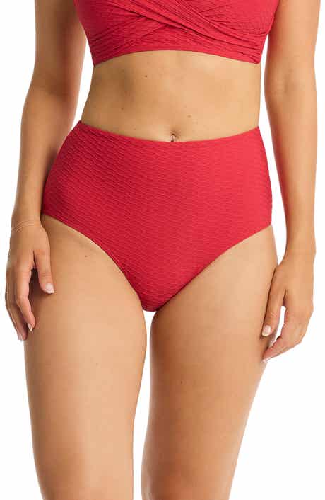 Sea Level Honeycomb High Waist Bikini Bottoms