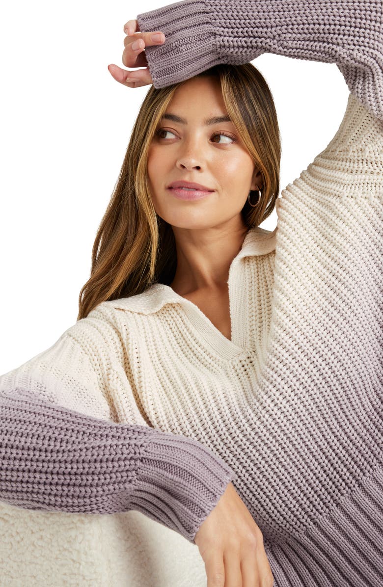 Splendid Raya Ombré Cotton Polo Sweater, Alternate, color, Lavendar Ombre
