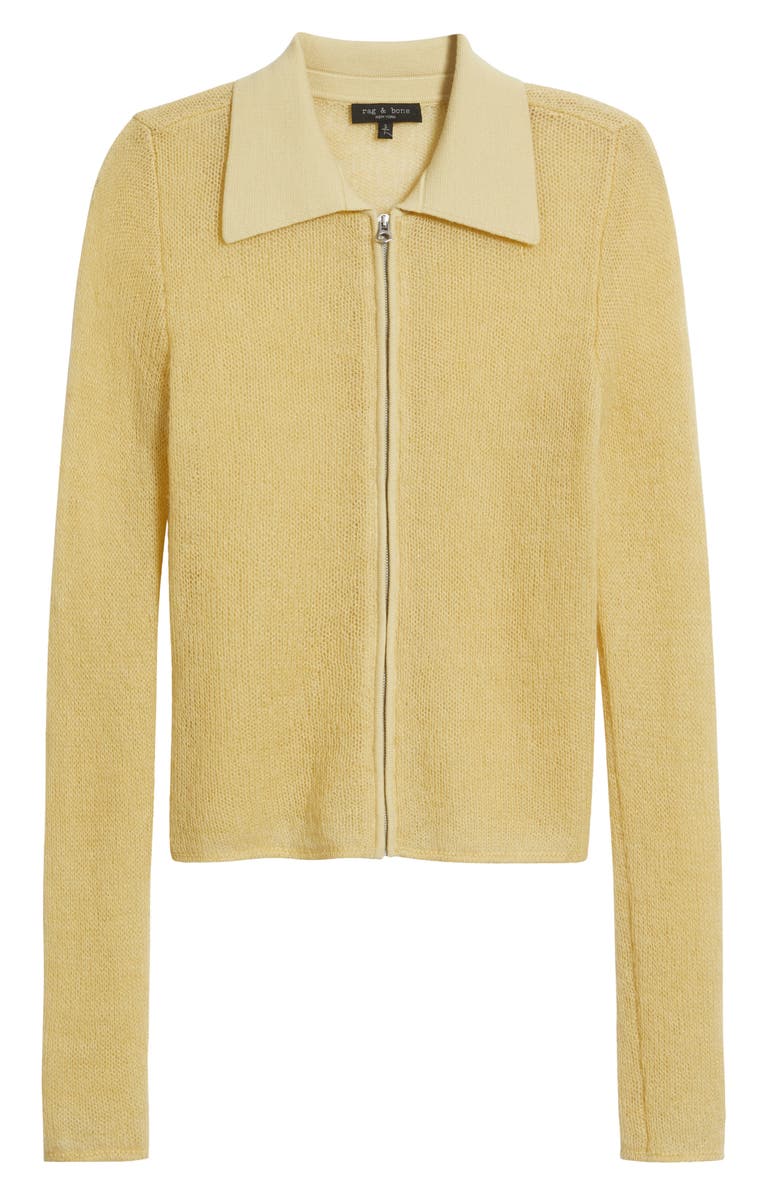 rag & bone Leva Zip Cardigan, Alternate, color, Butter