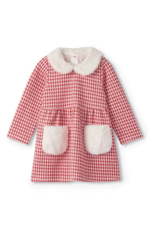 Red Houndstooth Dress with Faux Fur Trim (Baby)