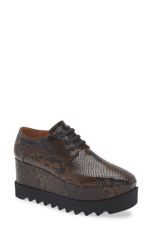 Stella Mccartney Sneakelyse Snakeskin Print Platform Sneaker In Brown