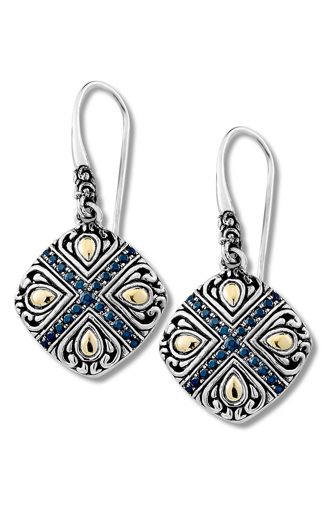 Two-Tone Black Spinel Drop Earrings