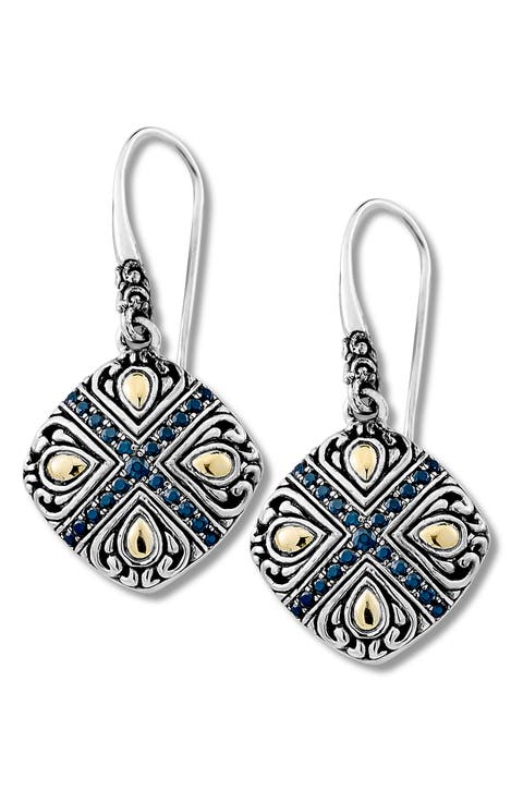 Two-Tone Black Spinel Drop Earrings