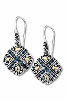 Two-Tone Black Spinel Drop Earrings