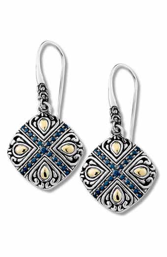 Two-Tone Black Spinel Drop Earrings