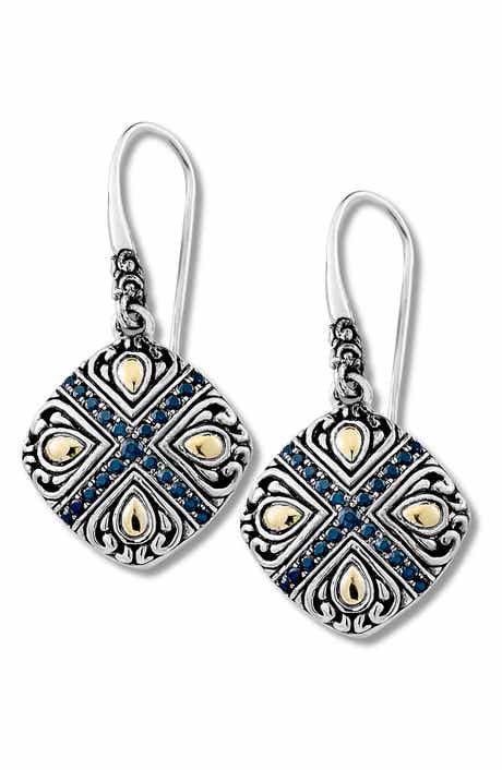 Two-Tone Black Spinel Drop Earrings