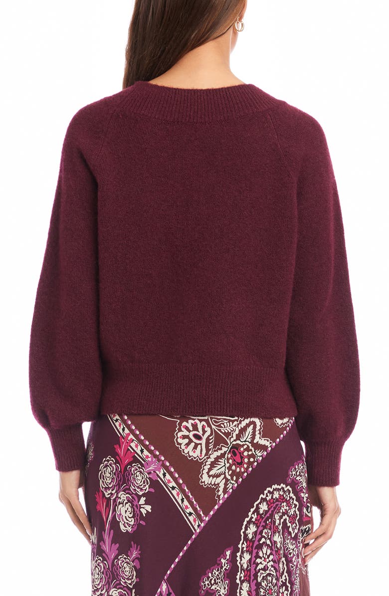 FIFTEEN TWENTY Heather V-Neck Sweater, Alternate, color, Wine