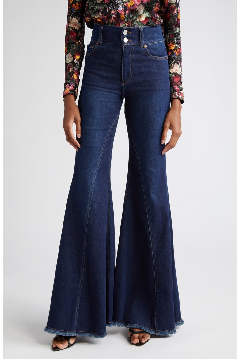 High Waist Ruffle Flare Leg Jeans, Main, color, DREAM ON