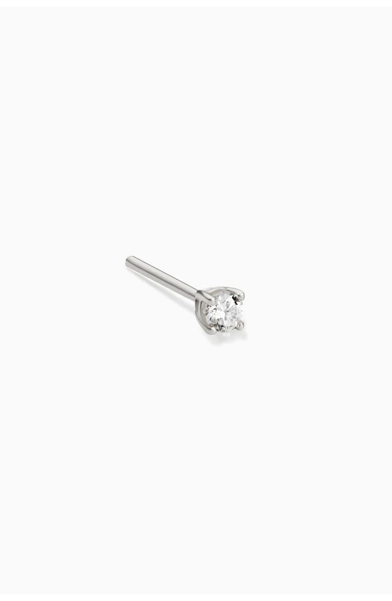 Oradina 14K Gold Shine Bright Diamond Single Mini Stud, Main, color, White Gold