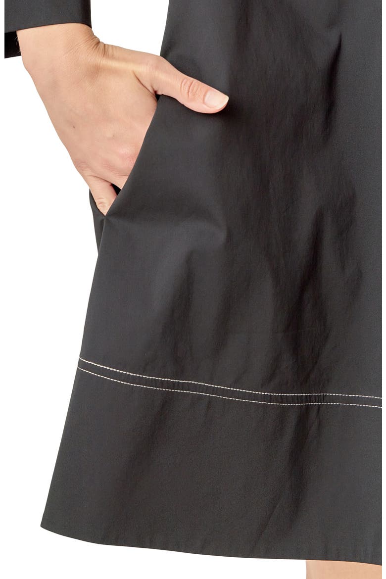 Contrast Stitch Cotton Blend Mini Shirtdress, Alternate, color, BLACK