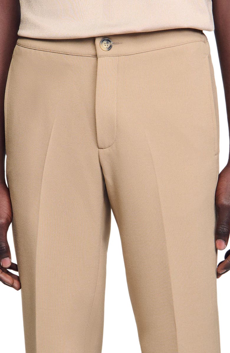 SANDRO Jersey trousers, Alternate, color, Beige