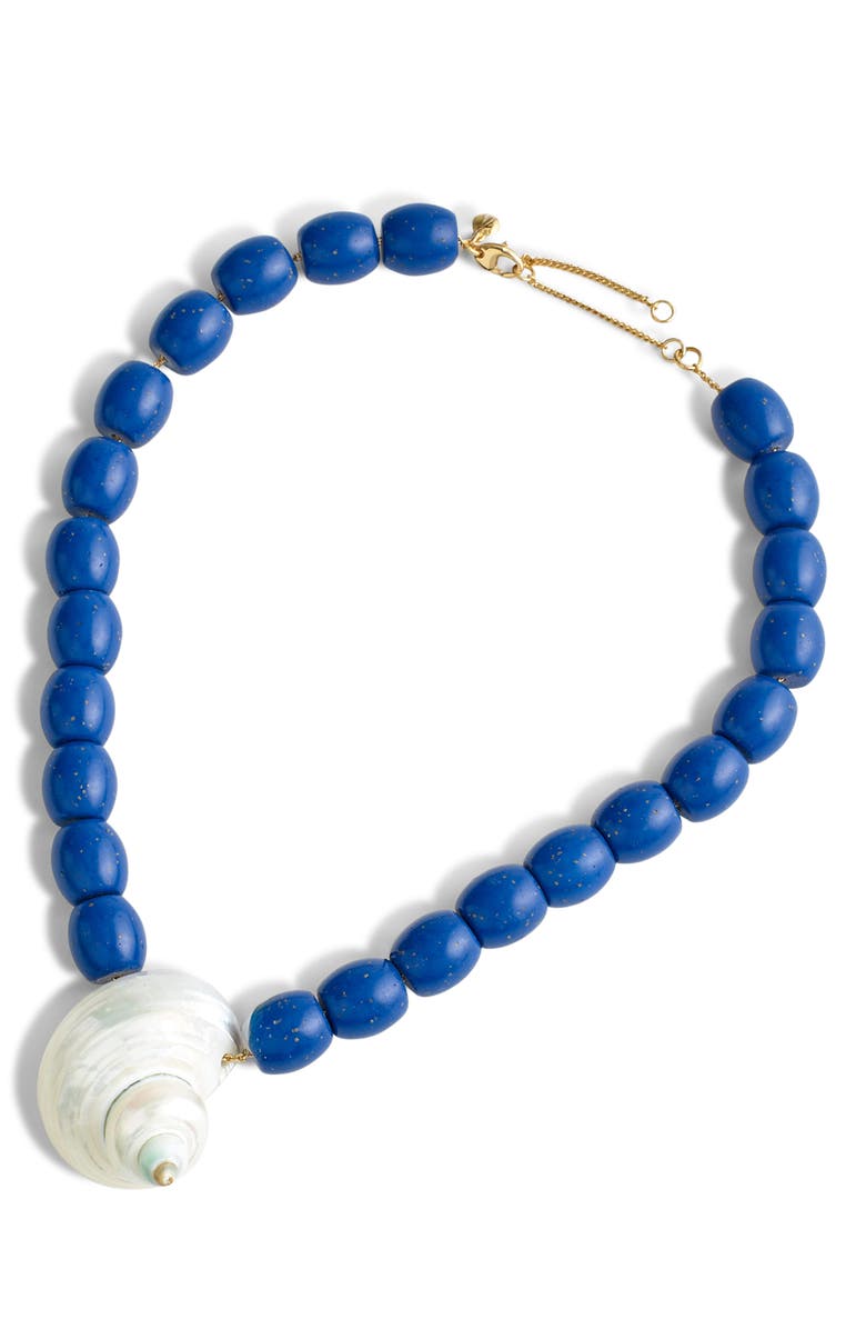 Madewell Shell Oversized Beaded Choker Necklace, Main, color, Lapis