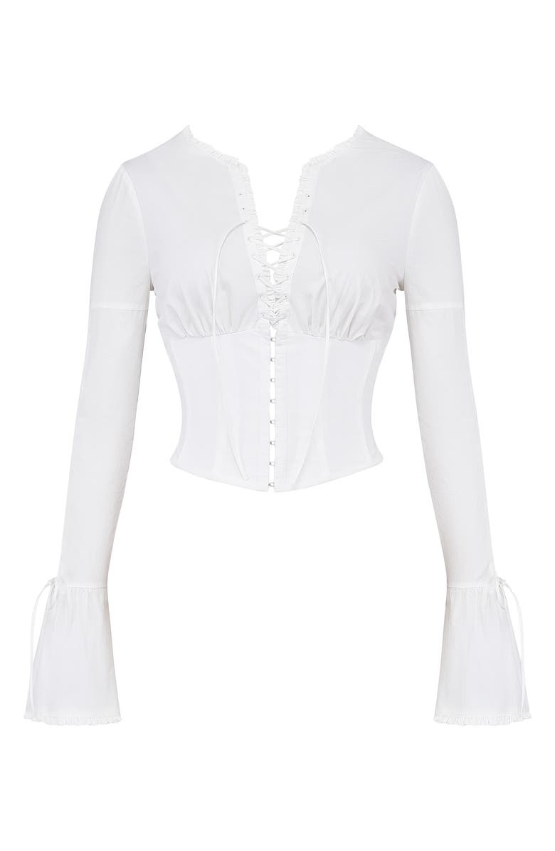 HOUSE OF CB Anissa Long Sleeve Cotton Poplin Top, Alternate, color, 