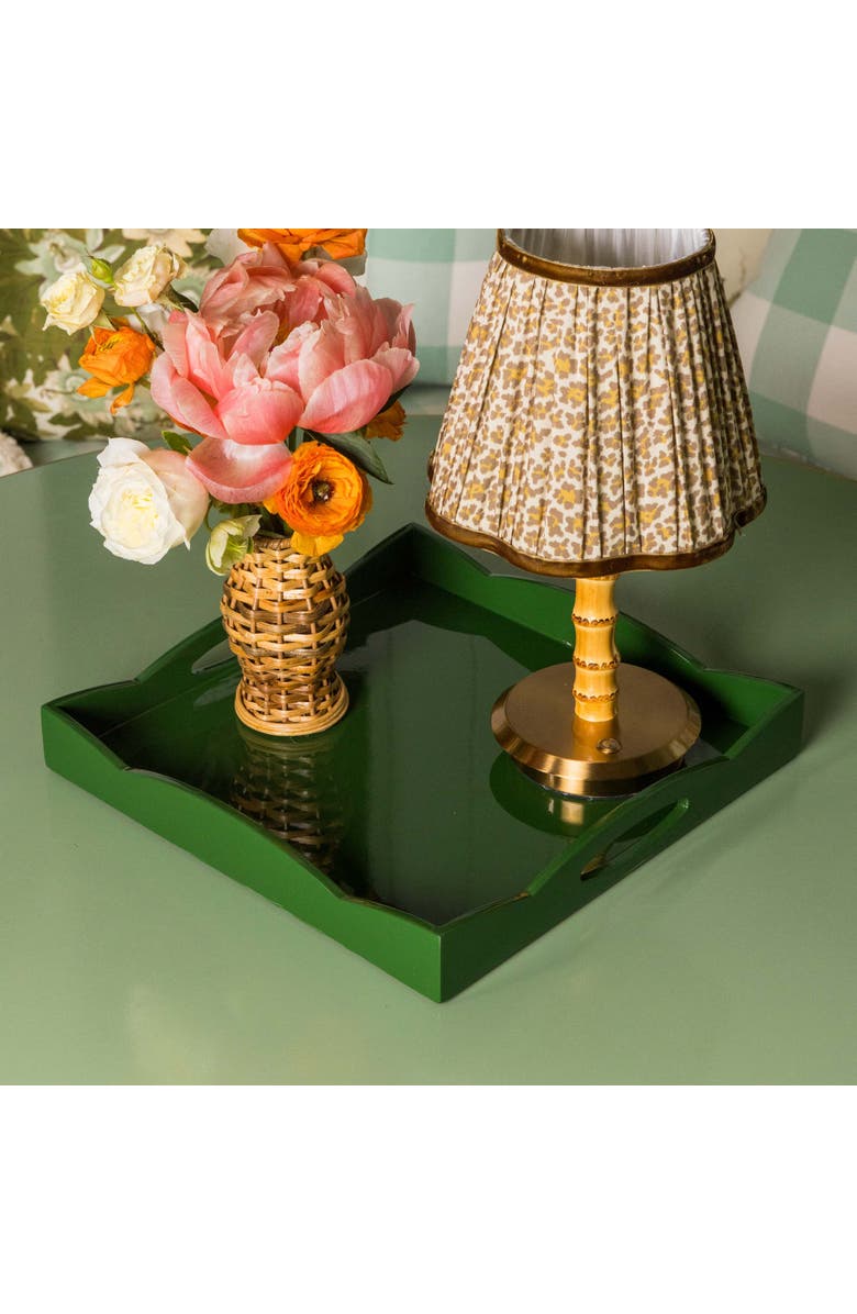 Mrs. Alice Small Olive Lacquer Wave Tray, Alternate, color, Green