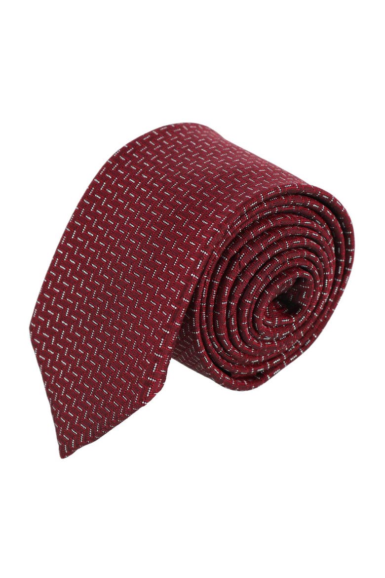 Baldwin Metallic Dash Silk Business Necktie, Main, color, Red