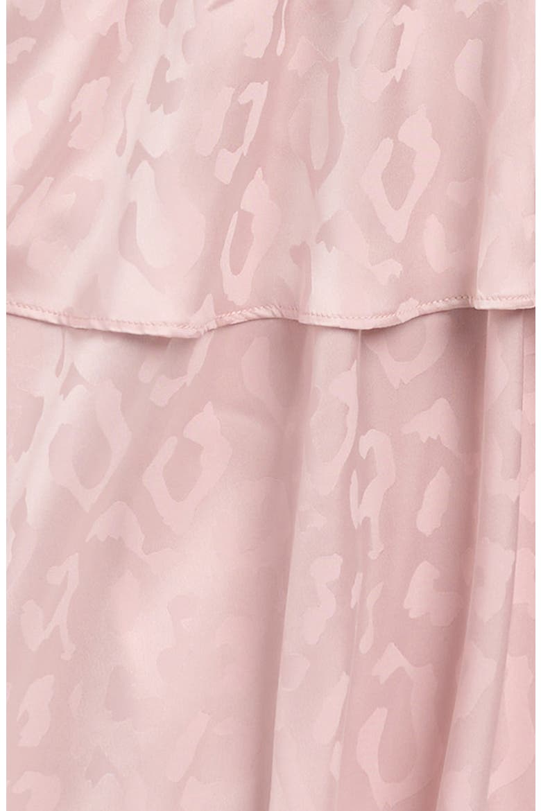 Kids' Long Sleeve Smocked Waist Jacquard Satin Dress, Alternate, color, PINK MAUVE LEOPARD