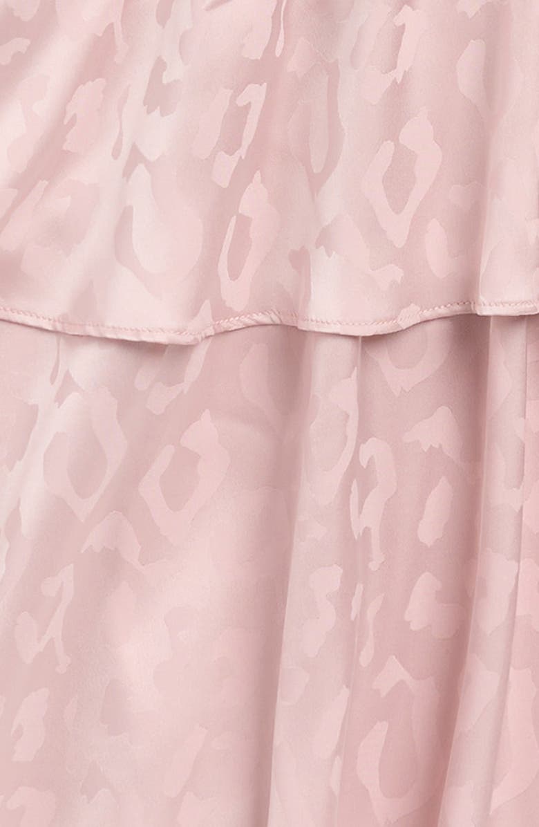 Walking on Sunshine Kids' Long Sleeve Smocked Waist Jacquard Satin Dress, Alternate, color, Pink Mauve Leopard