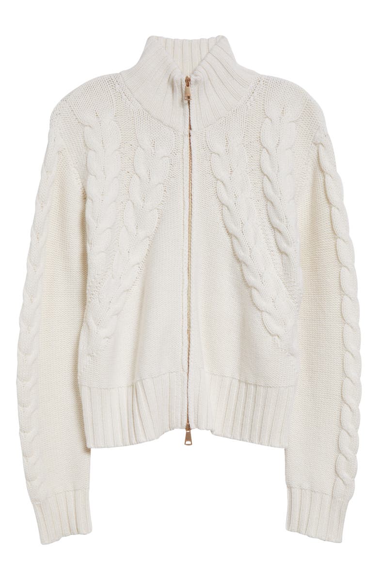 Max Mara Mabel Two-Way Zip Funnel Neck Wool & Cashmere Cardigan, Alternate, color, 