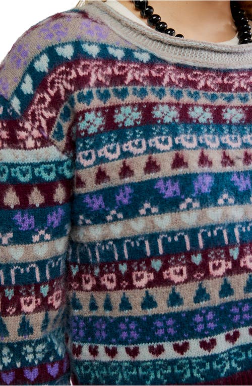 Free People Favorite Things Mixed Print Wool Blend Sweater In Multi