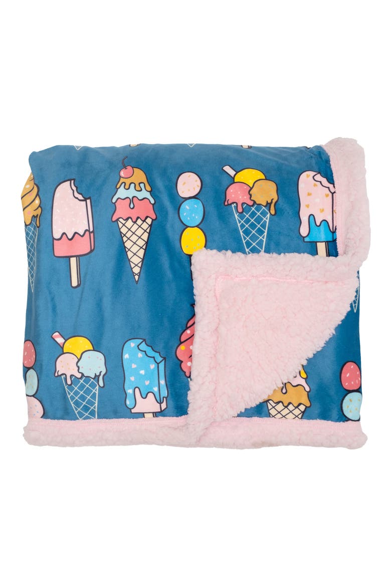 Ice Cream Reversible Fleece Baby Blanket, Alternate, color, BALLET PINK