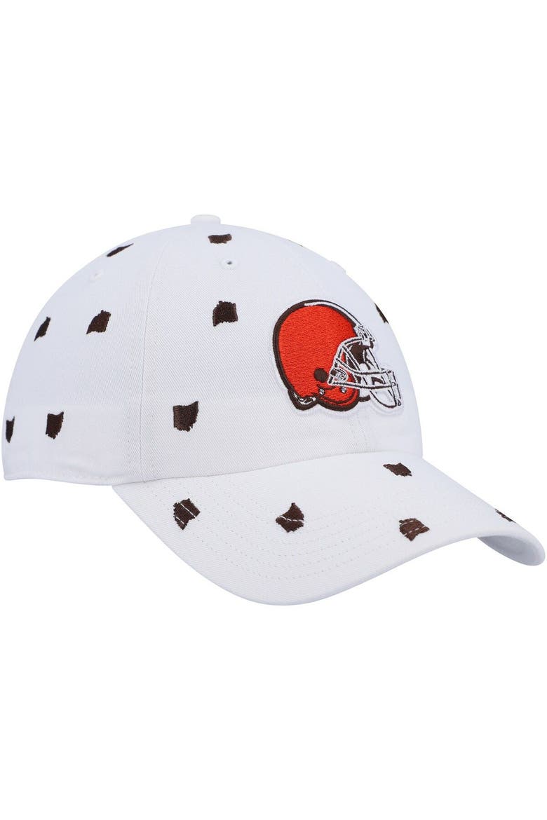 Women's '47 White Cleveland Browns Confetti Clean Up Logo Adjustable Hat, Alternate, color, White