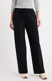 Caslon® Pintuck Pull On Ponte Wide Leg Pants
