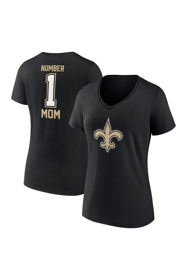 Women's Fanatics Branded Black New Orleans Saints Mother's Day V-Neck T-Shirt, Main, color, Black