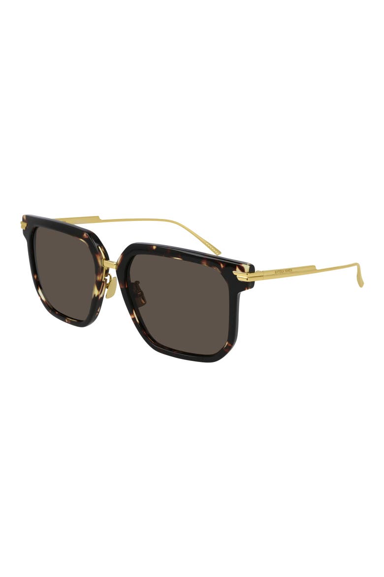 57mm Square Sunglasses, Main, color, SHINY SPOTTED HAVANA/ BROWN