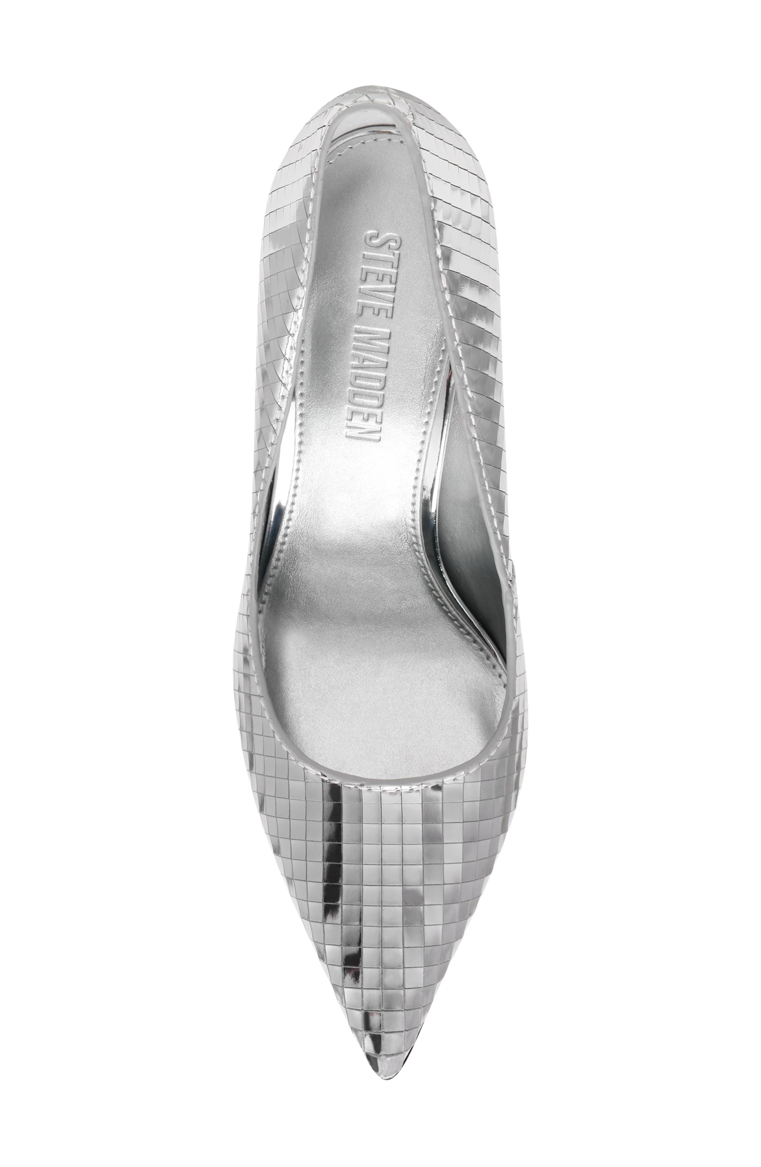 Steve Madden Noir Pointed Toe Pump, Alternate, color, Silver Disco