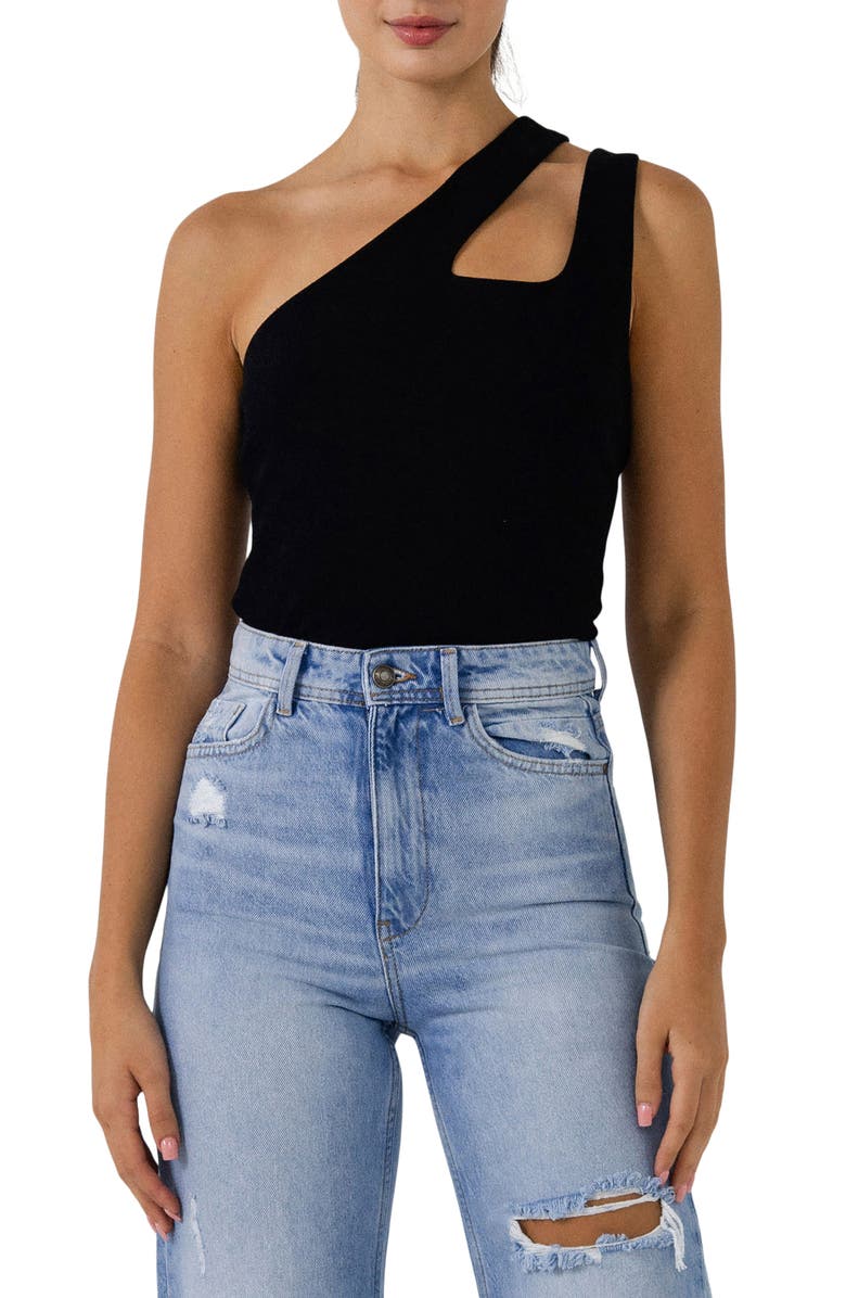 Grey Lab One Shoulder Tank, Main, color,