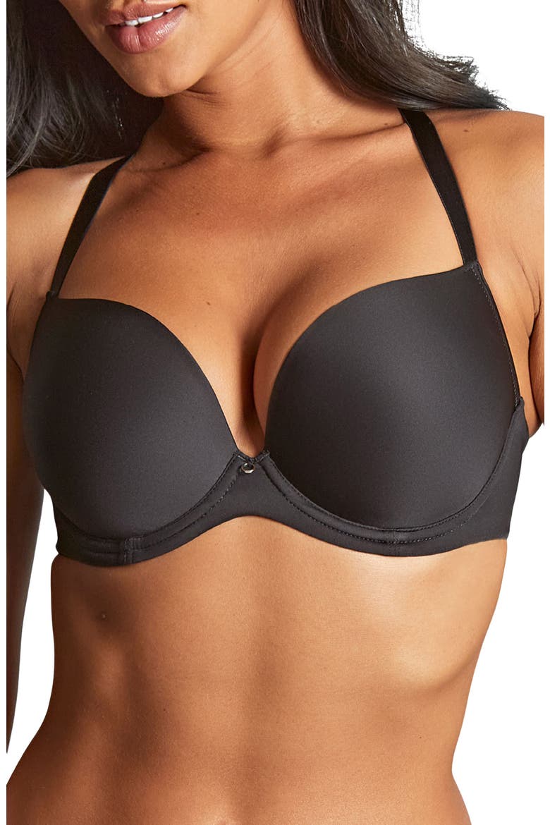 Faith Underwire Super Plunge T-Shirt Bra, Main, color, NOIR