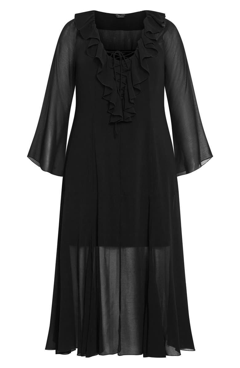 City Chic Vamp Ruffle Long Sleeve Maxi Dress, Alternate, color, 