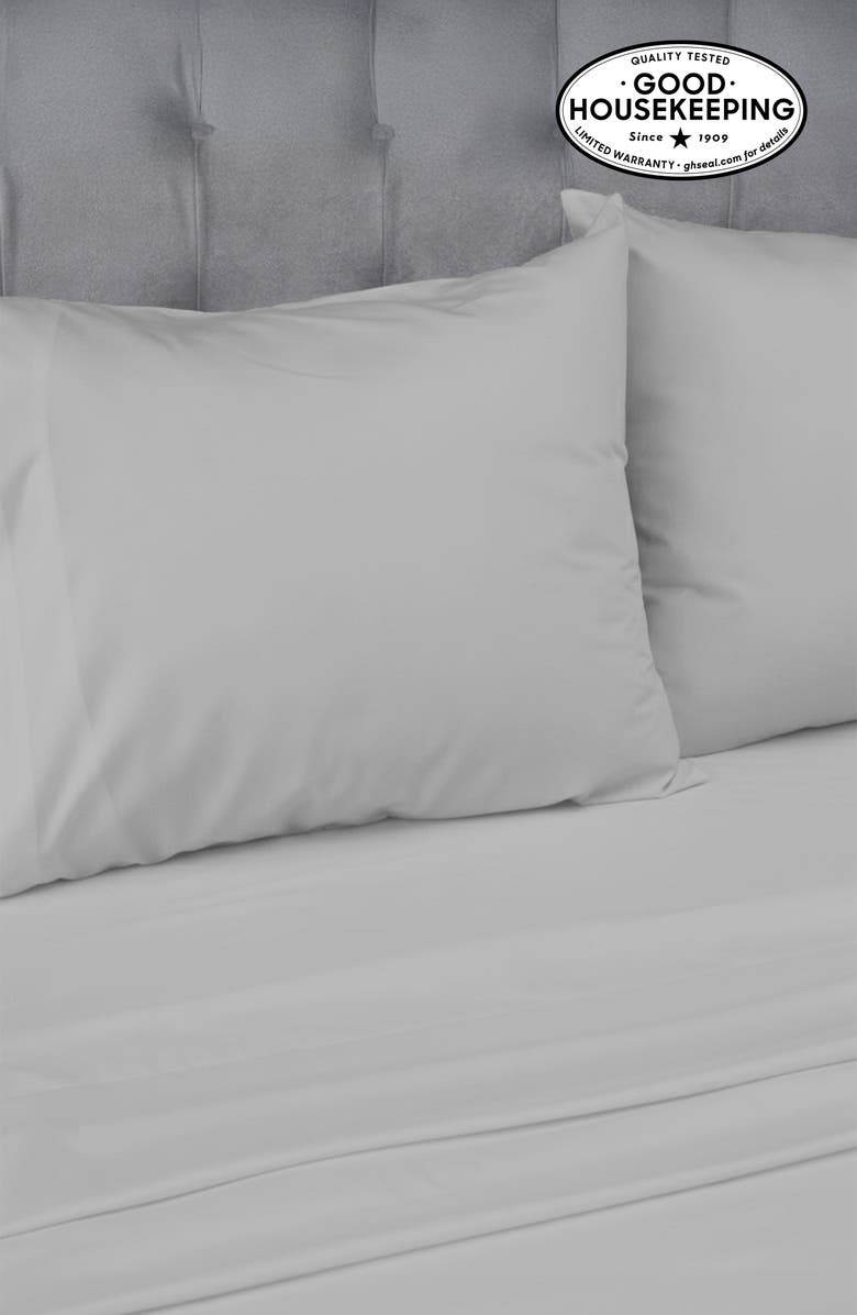 CALIFORNIA DESIGN DEN Signature Comfort 100% Egyptian Cotton Breatheable Percale Sheet Set, Alternate, color, Light Grey