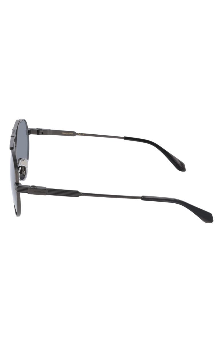 FERRAGAMO 62mm Oversize Aviator Sunglasses, Alternate, color, Matte Dark Gunmetal