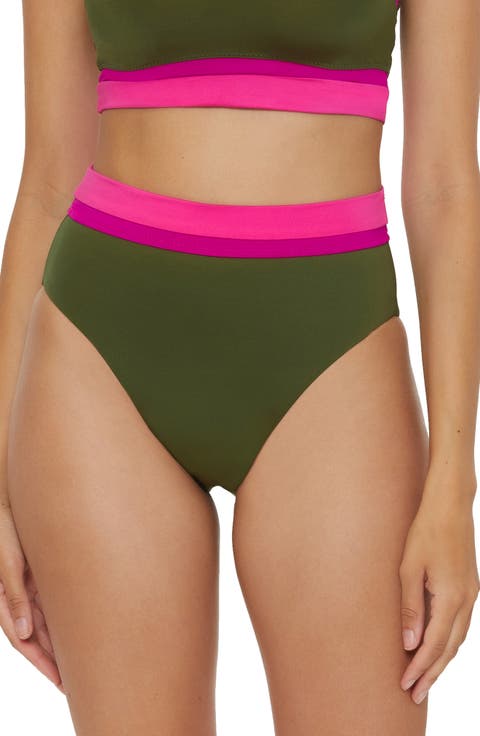 Colorblock High Waist Bikini Bottoms