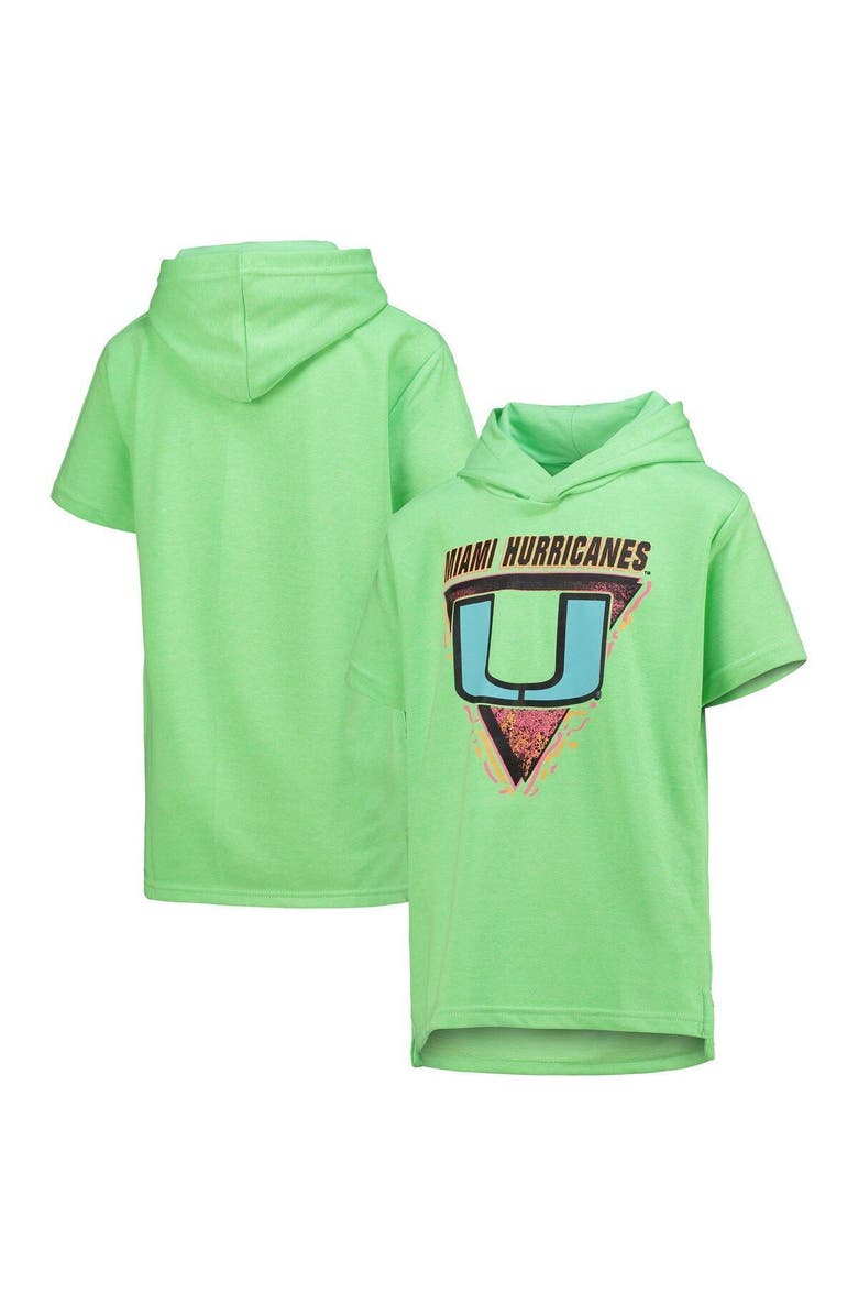 Outerstuff Youth Green Miami Hurricanes Game On Neon Daze Hoodie T-Shirt, Main, color, 