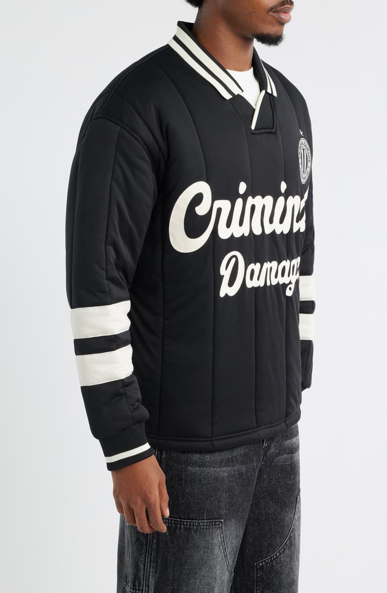 CRIMINAL DAMAGE Howard Football Jersey, Alternate, color, Black/ Ecru