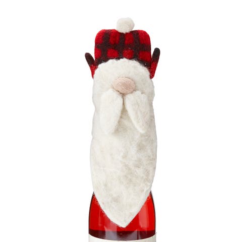 Lars Gnomie Bottle Topper Black Multi Wool Christmas Decor